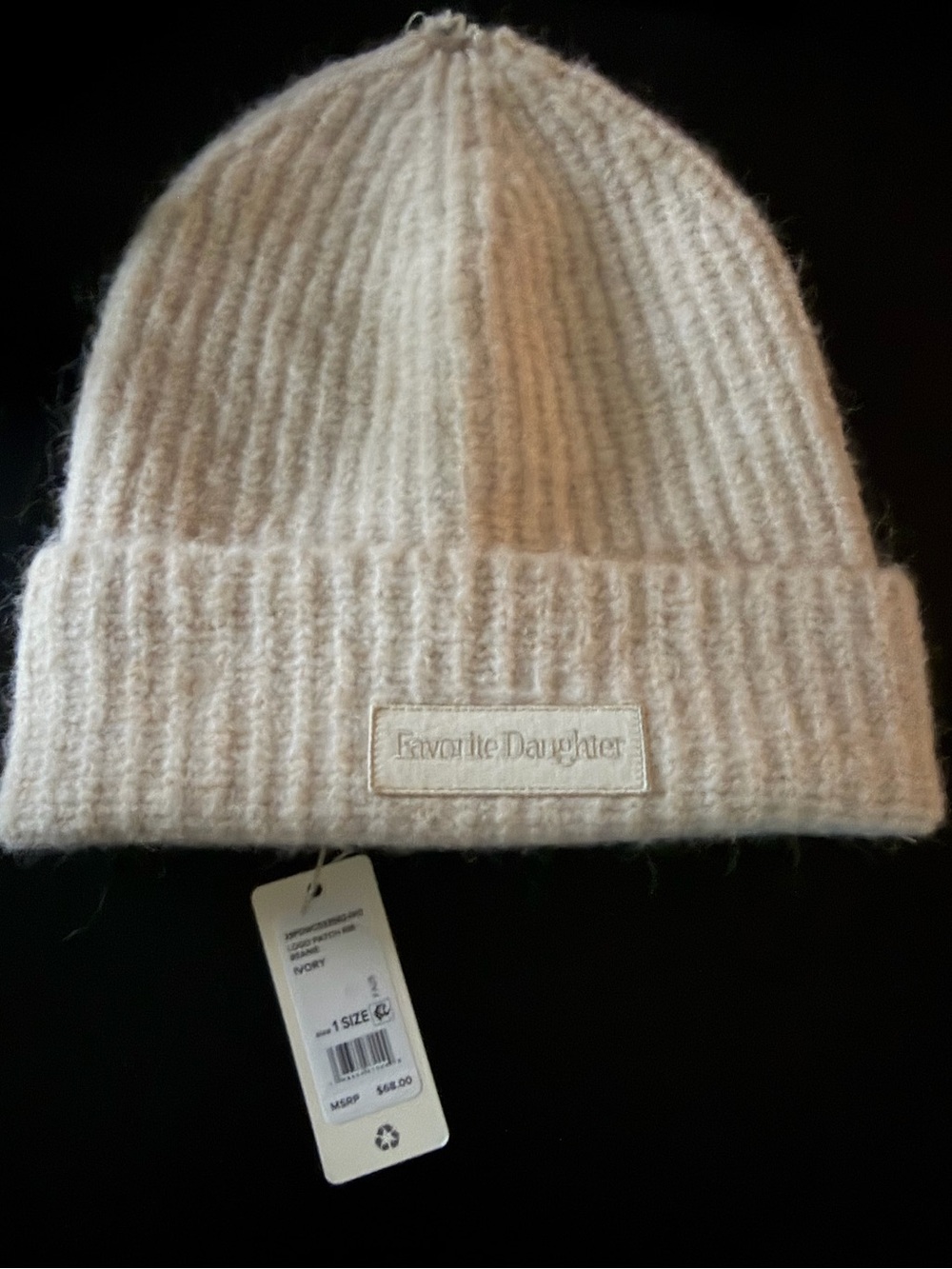 Favorite Daughter Off-White Ribbed Fold-Over Beanie